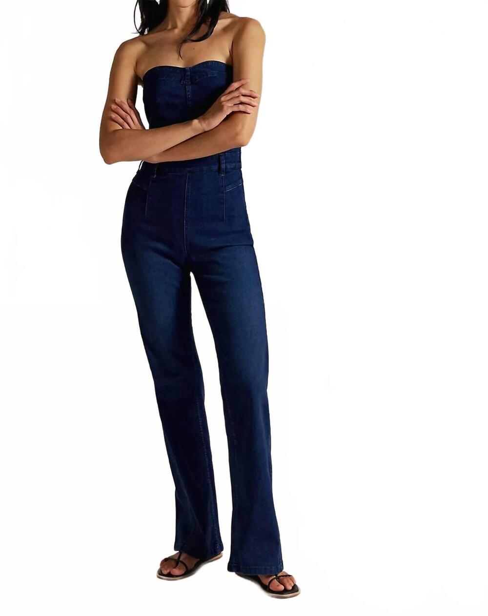 NEW FREE PEOPLE beckett strapless jumpsuit in midnight mantrap